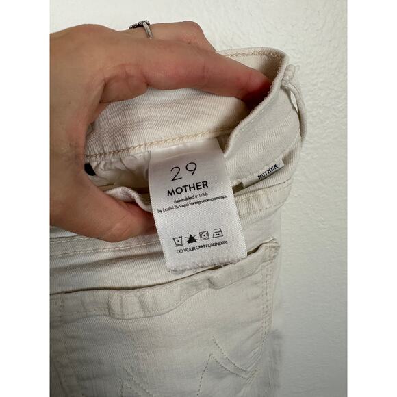 Mother The Rascal Ankle Snippet in Whipping the Cream White Raw Hem Jeans 29 - Picture 5 of 7